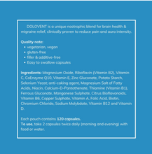 Load image into Gallery viewer, Dolovent Nootropic Supplement for Migraine Relief & Brain Health | Soothe - Ease - Focus
