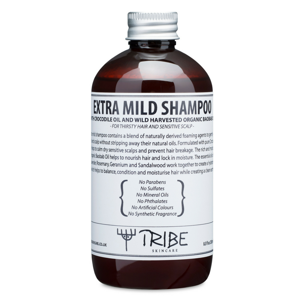 Tribe Skincare Extra Mild Shampoo with Crocodile Oil & Wild Harvested Baobab Oil