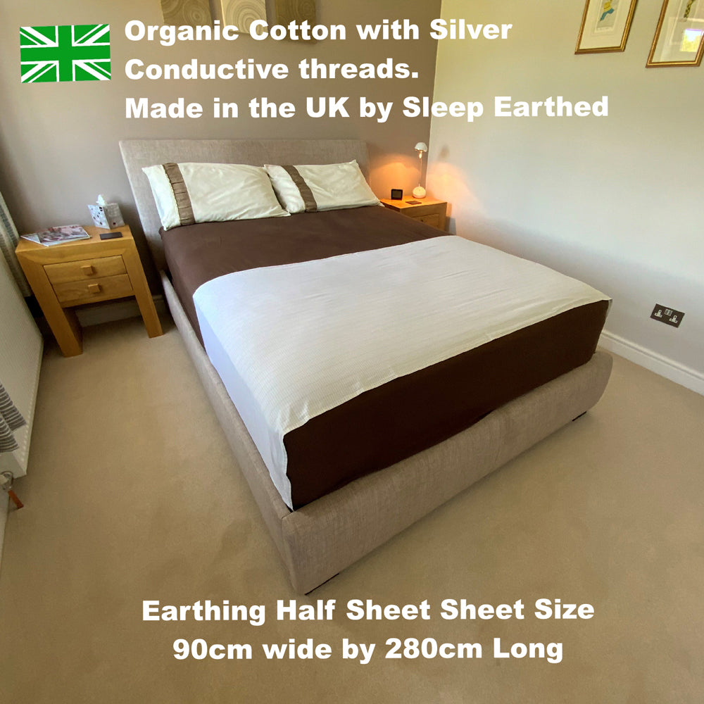 Earthing Half Sheet – UK Made – Organic Cotton With Silver Threads